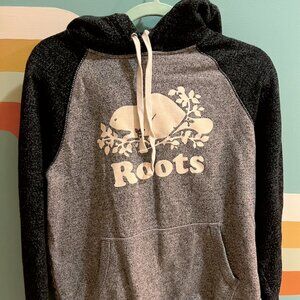 Roots Black & Grey Hoodie Women's Medium